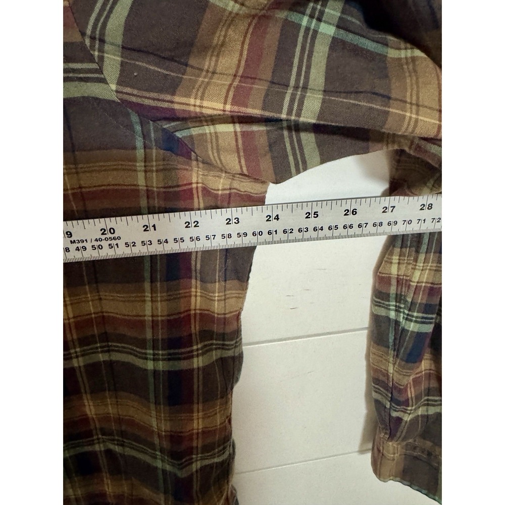 Men's RALPH LAUREN Earth Tones Plaid Button Up Long Sleeve Brushed Shirt Sz LG - Picture 4 of 7